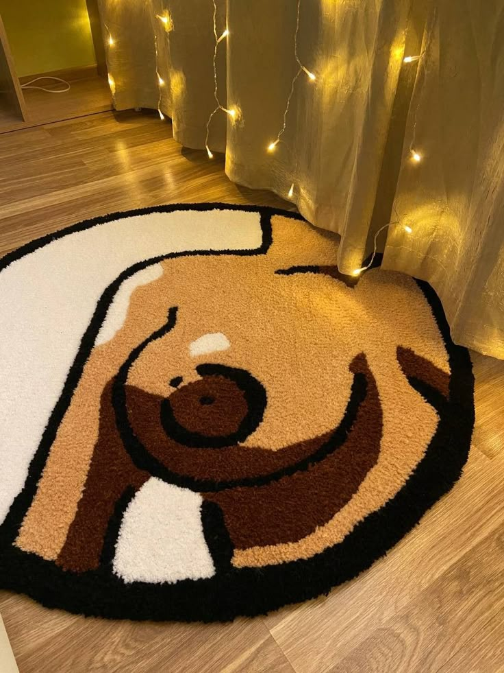 a teddy bear rug is on the floor