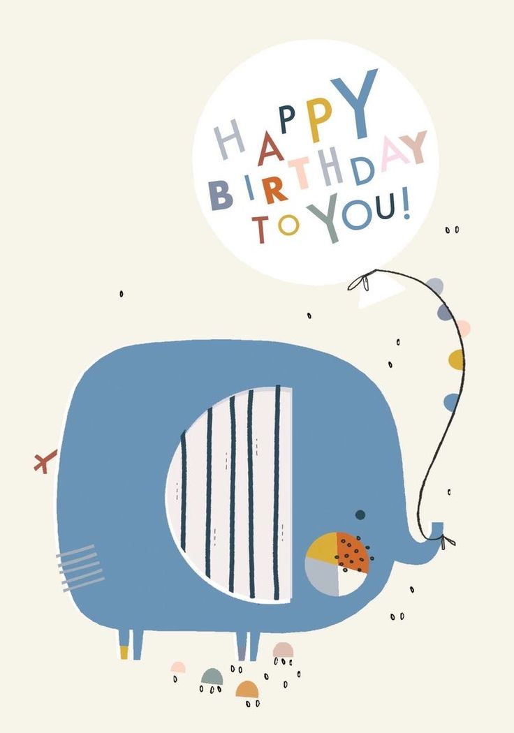 an elephant with a balloon saying happy birthday to you