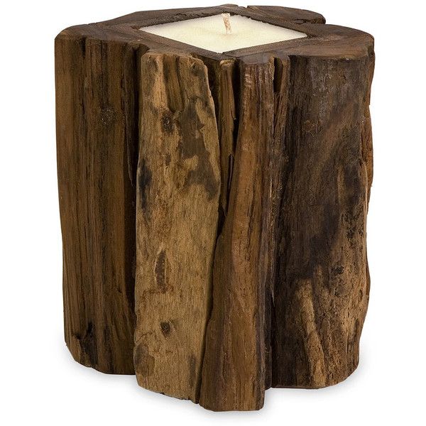 a wooden table with a candle on it