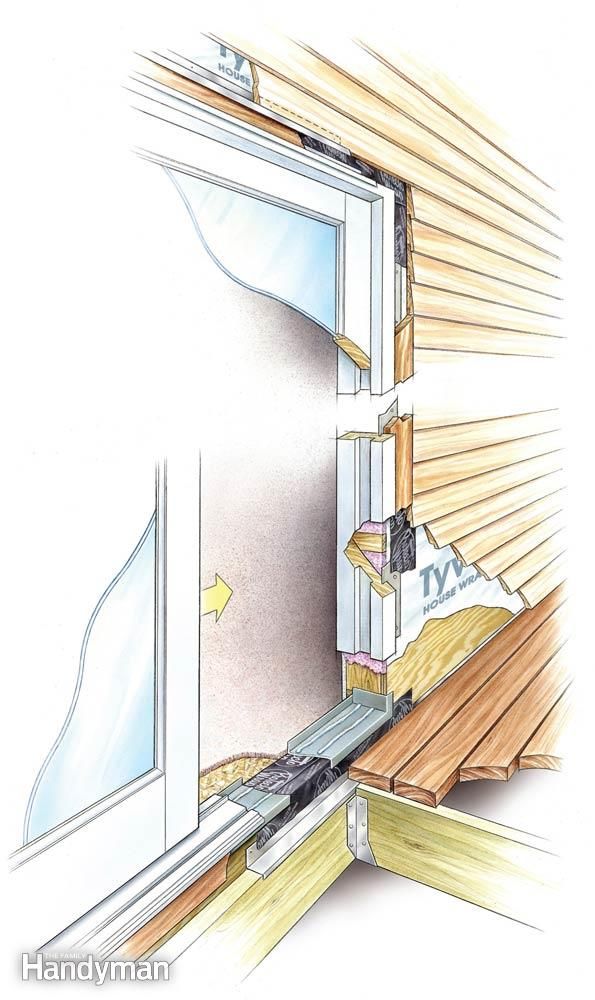 a drawing of a window opening with wood slats