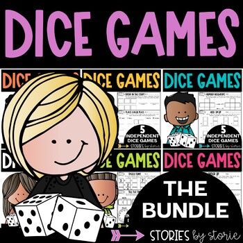 dice games for kids to play in the classroom with pictures on them and text that reads dice