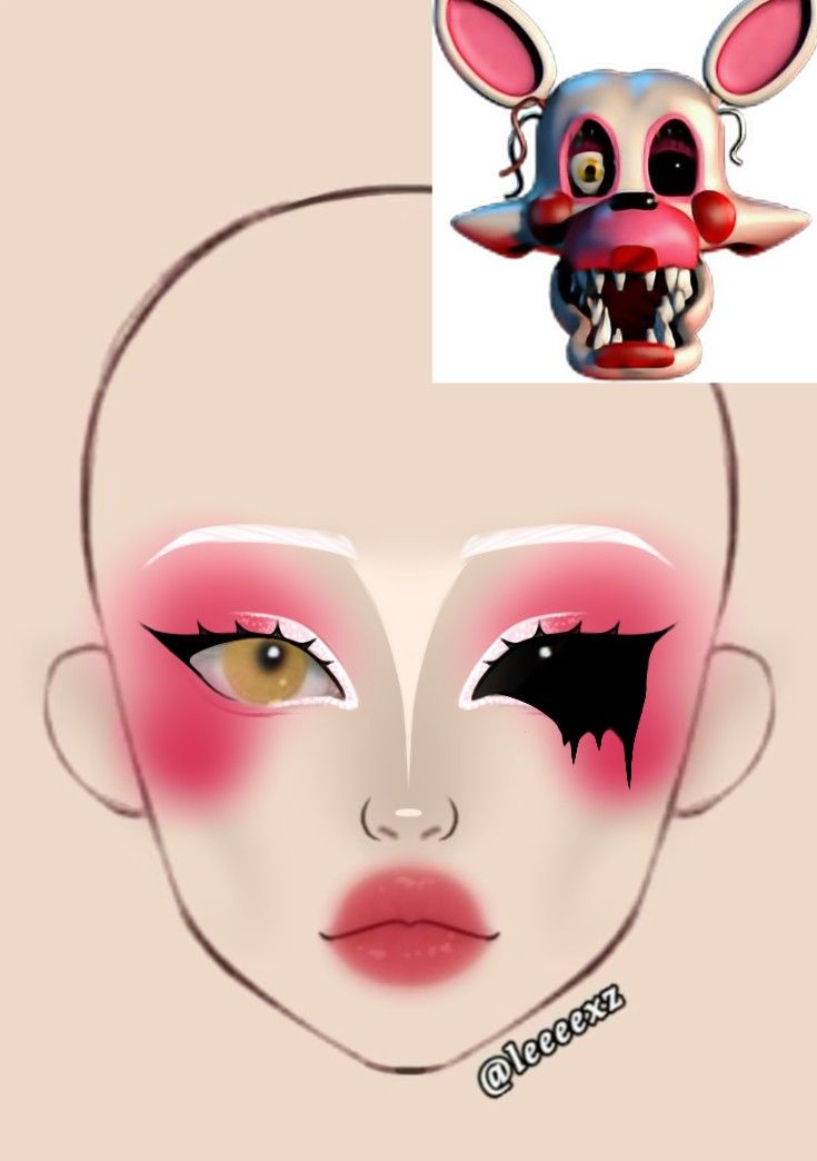 Fnaf Mangle Makeup, Fnaf Face Paint, Fnaf Cosplay Makeup, Mangle Fnaf Cosplay, Fnaf Makeup Ideas, Fnaf Inspired Makeup, Mangle Cosplay, Makeup Looks For Halloween, Cat Makeup Look