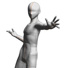 a 3d image of a person standing with his arms outstretched