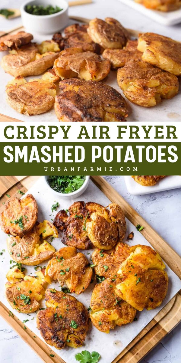 Add Crispy Air Fryer Smashed Potatoes to your Super Bowl appetizer recipes! Fluffy on the inside and crispy on the outside, these Game Day food ideas and easy football snacks are vegan, gluten-free, and made with simple ingredients. Ready in under an hour, they’re a guaranteed hit! Summer Side Dishes For Bbq, Garlic Air Fryer, Air Fryer Smashed Potatoes, Smashed Potatoes Baked, Savory Butter, Potato Side Dishes Easy, Garlic Smashed Potatoes, Potatoes Crispy, Veggie Side Dish Recipes