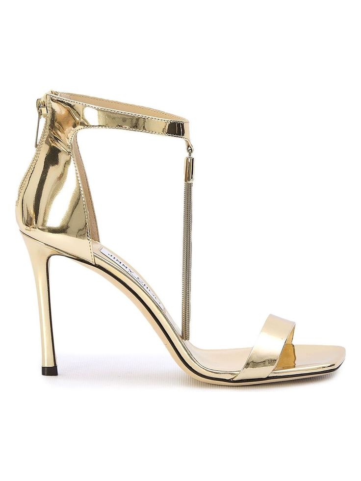 GLOD JIMMY CHOO VINCA 95 SANDALS Prada Designer, Authentic Italian, Toe Designs, Stiletto Heel, Gold Tone Metal, Step Up, Jimmy Choo, Color Coding, Stiletto Heels