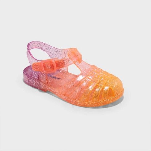 Toddler Sunny Jelly Sandals - Cat & Jack™ 5T Playful Plastic Sandals For Summer, Playful Open Toe Plastic Sandals, Playful Plastic Sandals For Spring, Playful Plastic Jelly Sandals For Summer, Playful Adjustable Jelly Sandals For Summer, Adjustable Playful Jelly Sandals For Summer, Playful Synthetic Jelly Sandals For Beach, Cute Plastic Sandals For The Beach, Playful Synthetic Jelly Sandals For Summer