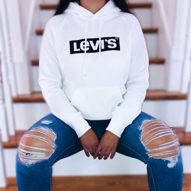 *New* Levi's White Hoodie Offers Are Welcome!!! Size Xs Fitted White Hoodie Sweatshirt, White Fitted Hoodie Sweatshirt, Trendy White Hoodie With Ribbed Cuffs, Fitted Casual Hoodie With Letter Print, White Fitted Sweatshirt For Streetwear, Fitted White Sweatshirt For Streetwear, Trendy Fitted White Sweatshirt, White Fitted Hoodie, Levi's White Tops For Fall