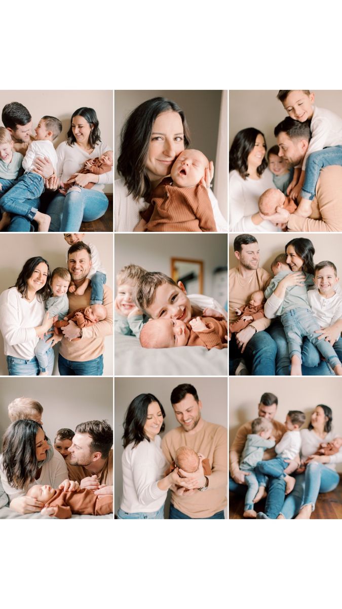 a collage of photos showing people and their babies in different stages of birthing