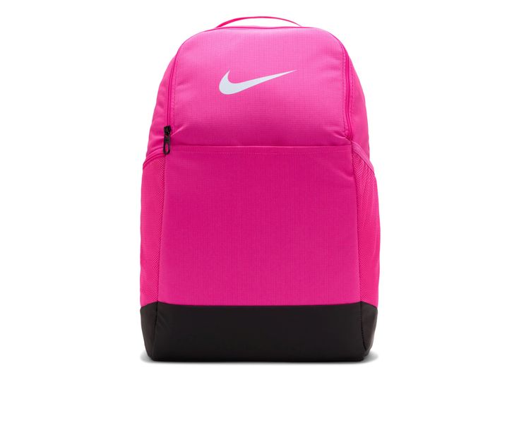 Get ready for your daily adventures with the Nike Brasilia 9.5 Backpack, a versatile and durable bag designed to keep you organized and comfortable on the go. Whether you're heading to school, work, or the gym, this backpack has got you covered. Haul loop at the top, Zippered main compartment offers secure storage.,Densely woven polyester stands up to the bumps and scrapes of everyday transport.,Ventilated zip pocket on the front stores used gear away from your other things.,Internal laptop sleeve with organization panel helps keep your computer separate.,Padded, adjustable shoulder straps help you carry the pack comfortably.,Side pockets make it easy to grab water bottles and other items.,20\H x 13\W x 7\D | Nike Nike Brasilia 9.5 Backpack in Laser Fuchisa Nike Rectangular Backpack For Back To School, Rectangular Sports Bags For Back To School, Functional Nike Bag For Back To School, Pink Bags For Outdoor And Back To School, Nike Nylon Bags For Back To School, Nike Standard Student Backpack, Nike Backpack For Daily Use Back To School, Nike Backpack For Travel And Back To School, Pink Standard Backpack For Outdoor