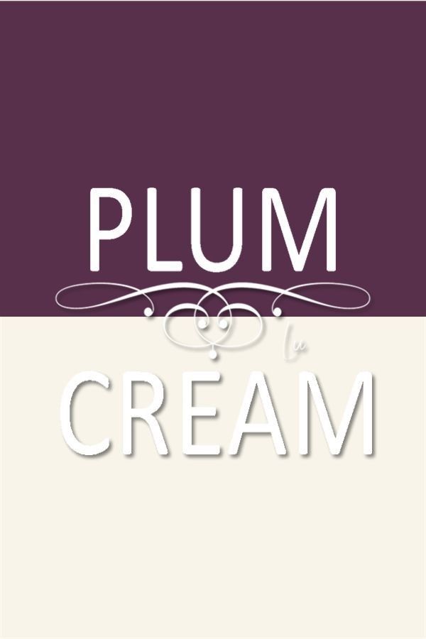 plum and cream logo with the words plum and cream in white letters on a purple background