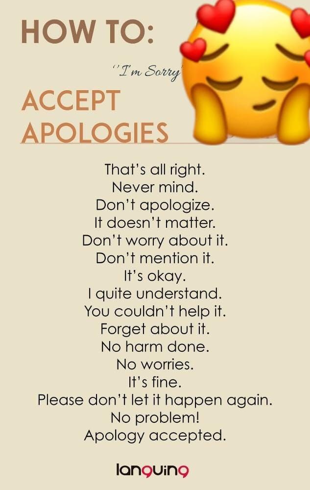 a poster with the words how to accept apologies