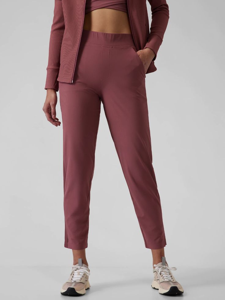 Brooklyn Ankle Pant | Athleta Travel Bottoms With Pockets For Fall, Fall Travel Bottoms With Pockets, Solid Stretch Travel Bottoms, Stretch Bottoms For Travel, Stretch Solid Bottoms For Travel, Stretch Bottoms With Pockets For Travel, Versatile 4-way Stretch Pants With Functional Pockets, Versatile Solid Bottoms For Travel, Versatile Solid Color Bottoms For Travel