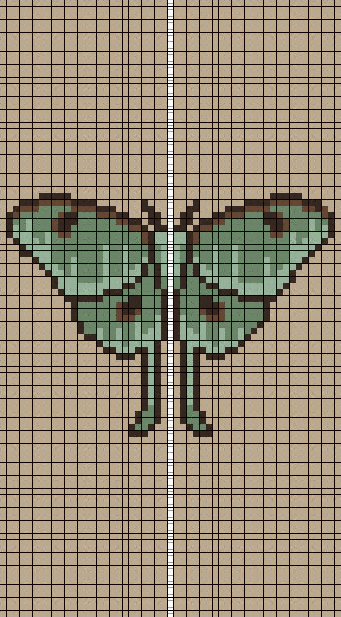 the back side of a cross - stitch pattern with an image of a green butterfly