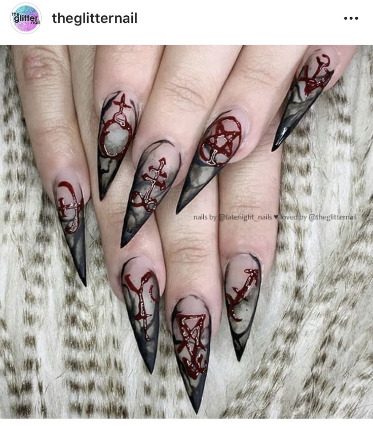 Spring Manicure, Witch Nails, Witchy Nails, Punk Nails, Gothic Nails, Edgy Nails, Goth Nails, Grunge Nails, Makijaż Smokey Eye