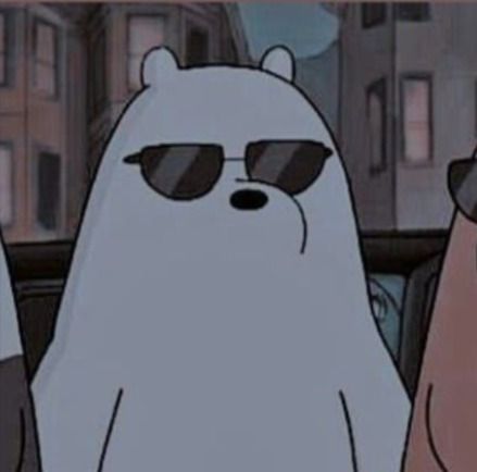 two cartoon bears wearing sunglasses and standing next to each other