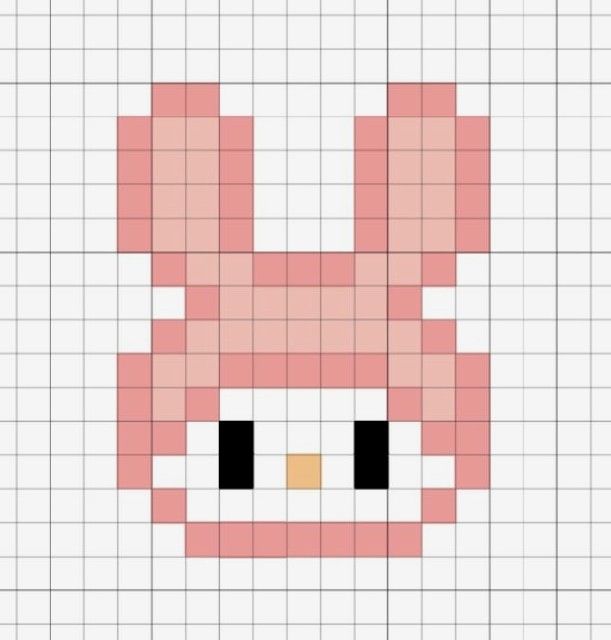 an image of a cross stitch pattern with the face of a cat in pink and white