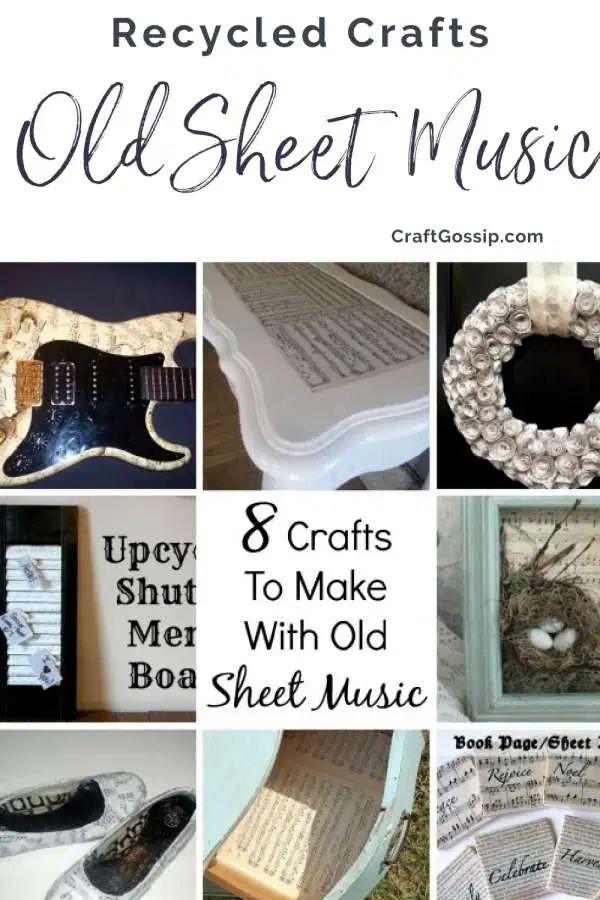 an old sheet music album is shown with the words recycled crafts and other items to make it