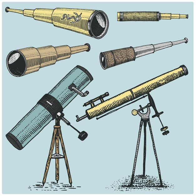 an image of telescopes and telescopes on a tripod illustration by corbi