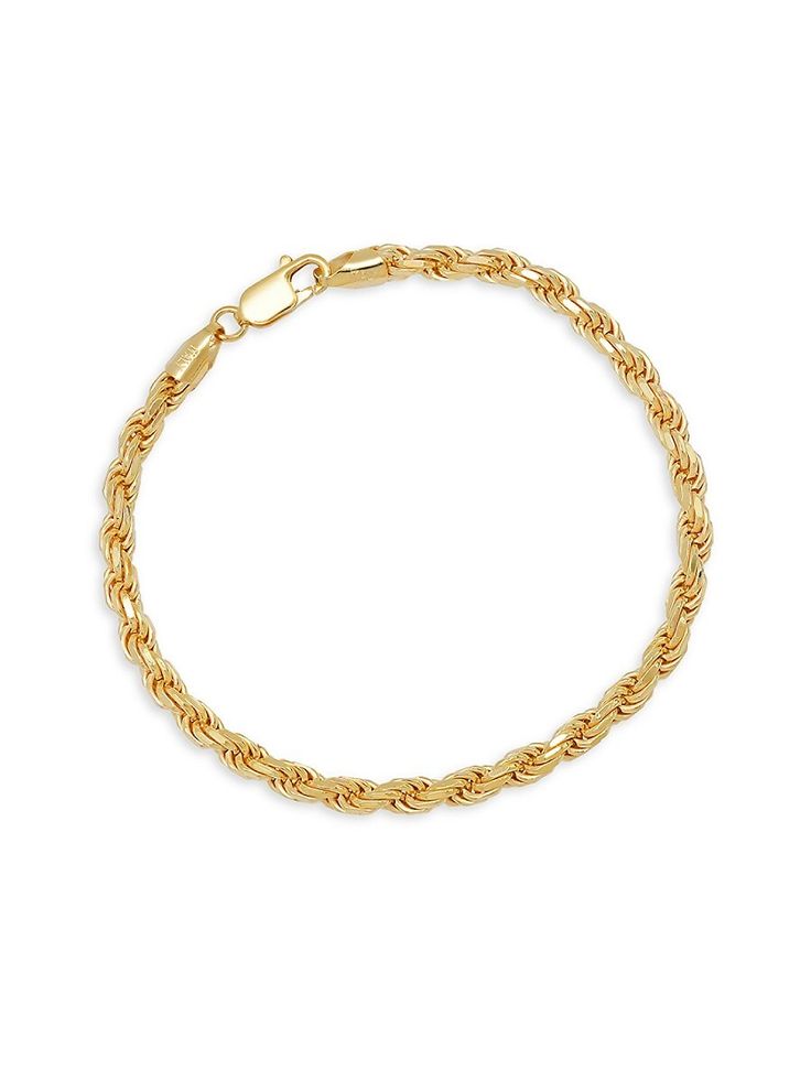 Lobster Clasp. Made In Italy. Gold Color 14k Goldplated Sterling Silver Silver Color Sterling Silver Size Length, About 8.5" Click Here For A Guide To Jewelry & Watches. Center Core - M Jewelryundefined Classic Rope Chain Bracelets For Formal Occasions, Classic Formal Rope Chain Bracelets, Classic Formal Rope Chain Bracelet, Classic Gold Bracelet With Rope Chain, Classic Gold Rope Chain Bracelet, Gold-tone Rope Chain Jewelry For Formal Occasions, Classic Rope Chain Bracelet Jewelry, Formal Yellow Gold Rope Chain Bracelet, Classic Gold Bracelets With Rope Chain