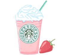 a starbucks drink with whipped cream and a strawberry