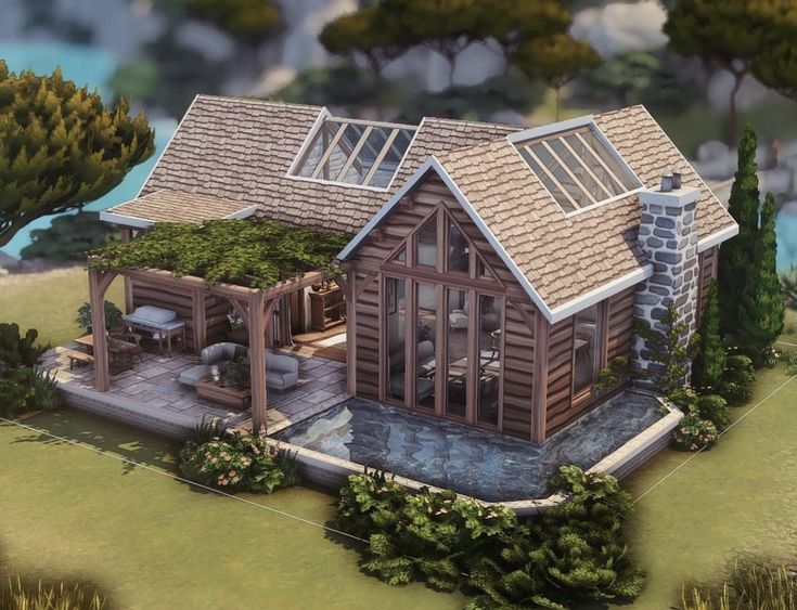 this is an artist's rendering of a log cabin