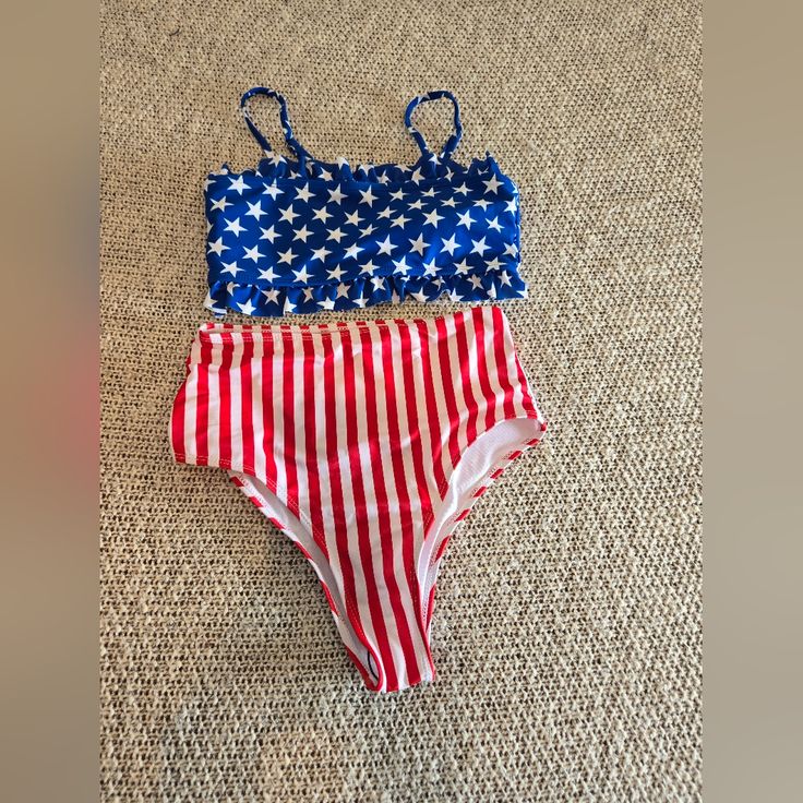 Brand New Small Shein Red White And Blue Swimsuit Patriotic Blue Swimwear For Summer, Fitted Sleeveless Swimwear For 4th Of July, Blue Summer Swimwear For 4th Of July, Red Swimwear For 4th Of July Pool Party, Patriotic Blue Swimwear For 4th Of July, White Swimwear For 4th Of July Beach Outing, White Swimwear For 4th Of July Beach, White Swimwear For 4th Of July Beach Occasion, White Swimwear For Beach On 4th Of July