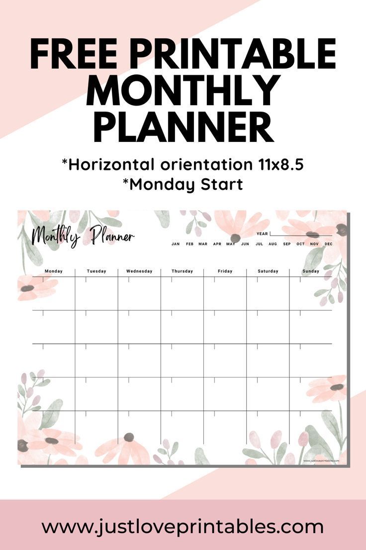 FREE Printable Monthly Planner | Monthly Printable Planner by  Gregory Wilson Undated Monthly Planner Printables Free, Monthly Planner Printables Free Pdf, Printables Flowers, Printable Meal Planner Monthly, Free Printable Monthly Planner, Planner Monthly Layout, Love Printables, Monthly Printable, Undated Monthly Planner