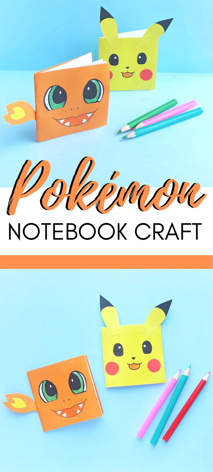 the pokemon notebook craft is made with paper and colored pencils