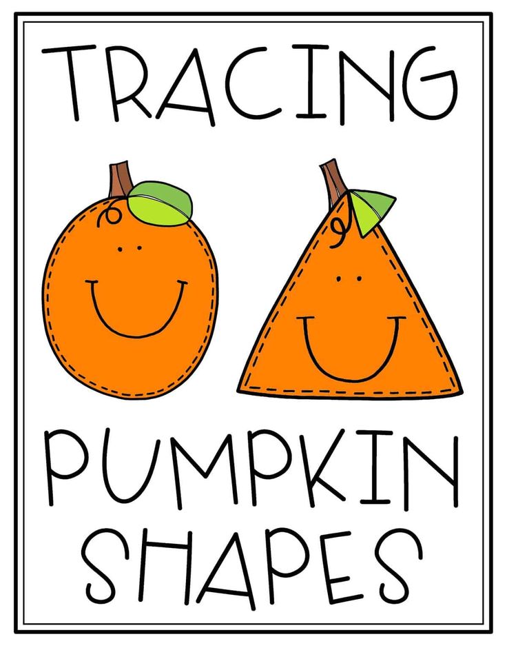 two oranges with faces and the words tracing pumpkin shapes in black ink