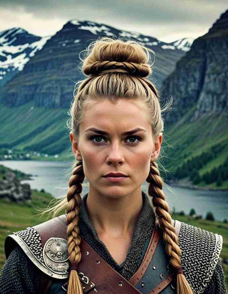 Plaited Bun, Norse Warrior, Viking Hairstyles, Half Updo Hairstyles, Mohawk Styles, Viking Braids, Unique Braids, Ponytail Hairstyles Easy, Messy Braids