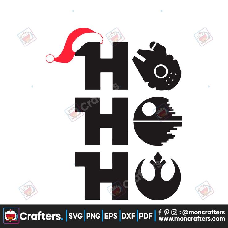 the star wars svg font with santa hat on it