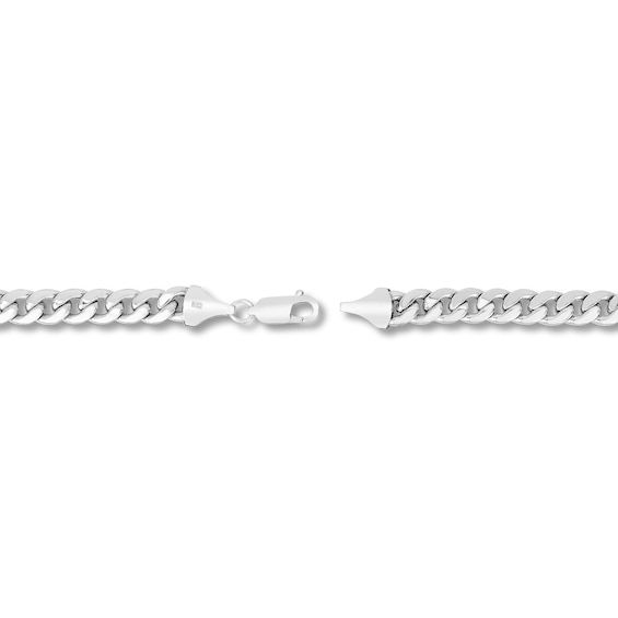 This stylish Cuban link necklace features semi-solid 7.0mm links that are angled to reflect more light, making it a stylish addition to any outfit. Fashioned in 14K white gold, the 24-inch chain secures in place with a lobster clasp. Formal White Gold Cuban Link Necklace With Box Chain, Formal White Gold Cuban Link Necklace With Curb Chain, Formal White Gold Cuban Link Necklace, Classic Diamond Cut Cuban Link Necklace For Formal Occasions, Cuban Link Necklace, Miami Cuban Link, Jared The Galleria Of Jewelry, Miami Cuban, Cuban Link