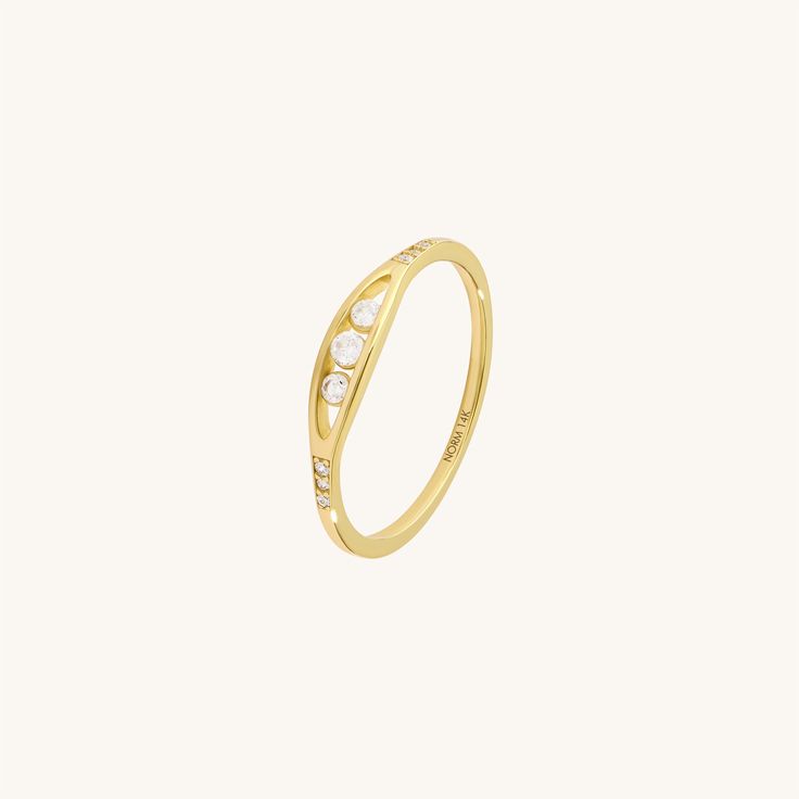 Eye Line Signet  Ring in 14k Solid Gold Elegant Stackable Open Rings For Promise, Elegant Open Stackable Rings, Yellow Gold Rings With Round Cut, Yellow Gold Rings With Timeless Round Cut, Elegant Open Diamond Ring With Polished Finish, Timeless 14k Gold Ring, Elegant Open Band Diamond Ring With Polished Finish, Fine Jewelry Yellow Gold Rings With Timeless Design, Gold Rings With Timeless Design