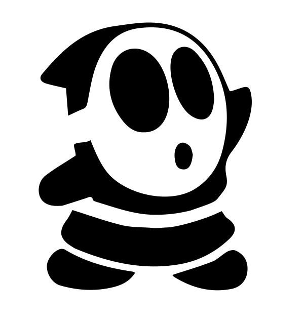 a black and white image of a cartoon character