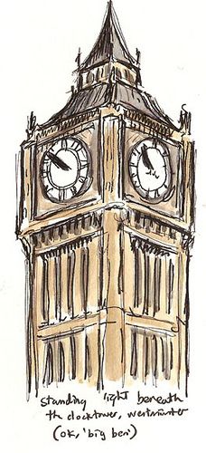 a drawing of the big ben clock tower