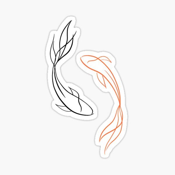 an orange and black fish sticker on a white background