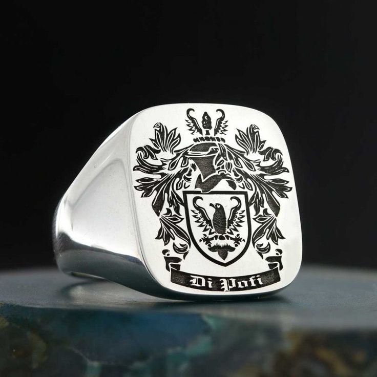 "❥Please Attention! If you reside in the U.S. , your products will be shipped from U.S. , If you reside in a country other than U.S. , your products will be shipped from Turkey. 925 Sterling Silver Family Crest Rings, Coat of Arms Signet Ring, Crest Ring, Family Rings, Family Crest Signet Ring, Custom Signet Ring, Personalized Jewelry ❥ Family Ring symbolize the glory and honor of our ancestors. We manufacture your family crest rings using high technology with diligence so that you can pass them Family Crest Rings, Custom Signet Ring, Family Ring, Rings Anniversary, Unique Silver Jewelry, Family Rings, Silver Signet Ring, Silver Coat, National Guard