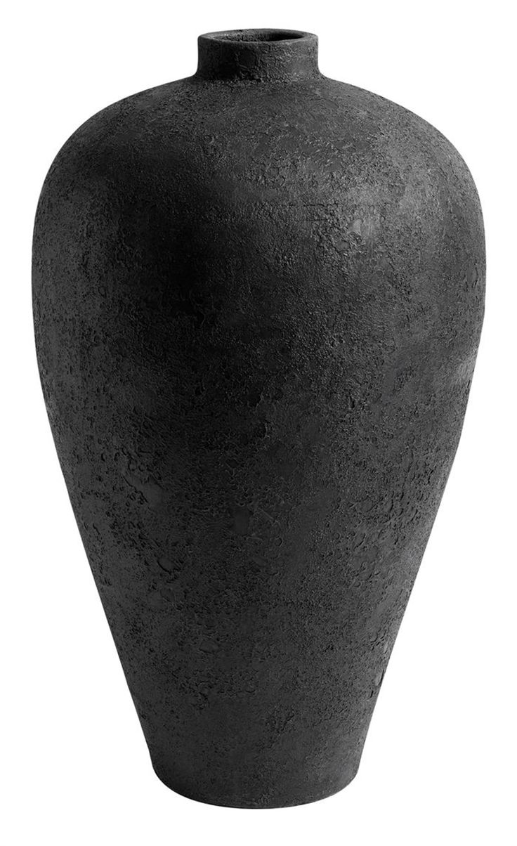 a black vase is shown on a white background for use as a decoration or an object