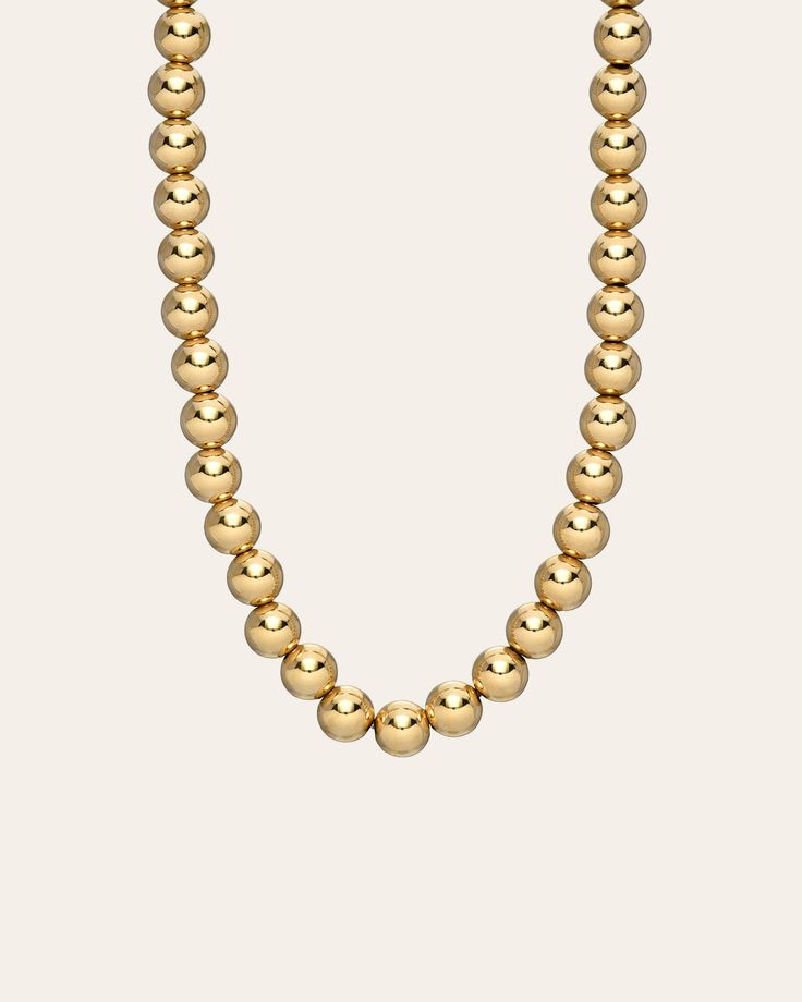 14k gold 5mm bead necklace available in your choice of gold color. Wear it by itself or layered, day or night. Made in L.A. Beads: 5mm Length: 16" - 18" adjustable 16" is approx. 4.5 grams Ships in 6-9 business days Rush order ships in 3-5 business days Comes carefully packaged in a branded Zoe Lev protective sleeve. This item is Final Sale. See here for details. Chunky Gold Necklaces, Gold Beaded Necklace, Black Betty, Gold Long Necklace, Gold Bead Necklace, Premier Designs Jewelry, Gold Necklaces, Beaded Choker Necklace, Beaded Choker