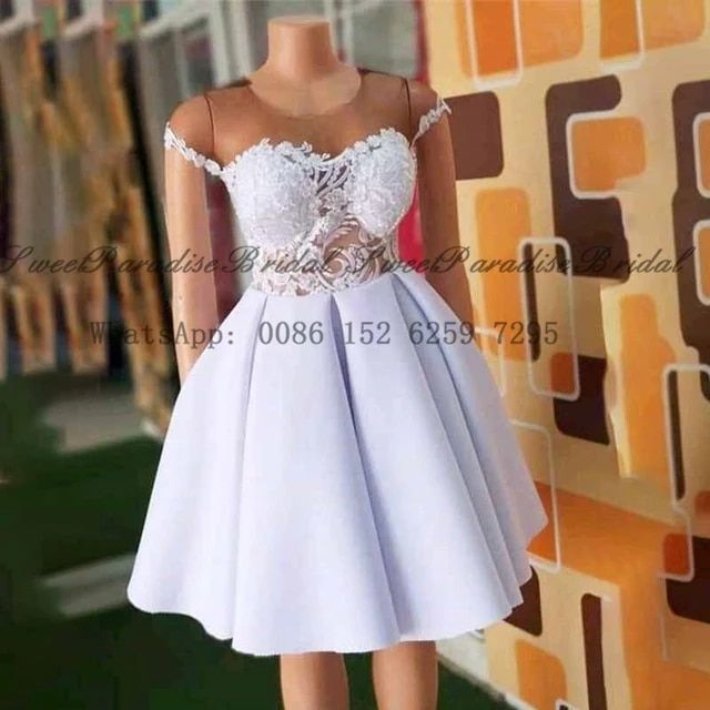 Lace Dress Styles Short Gown, Short African Dresses Classy For Wedding, White African Lace Styles, Lace Dress Designs Fashion, White Lace Styles For Wedding, Bridal Satin Dress Style, Lace White Dress Short, White Lace Dress Styles, White Dress Outfit Classy