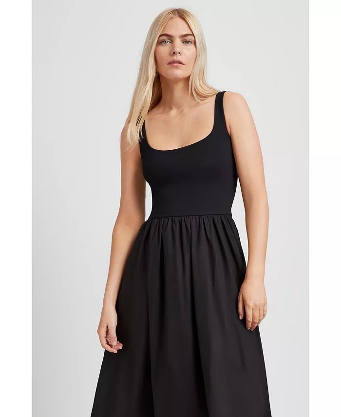 Marcella - Flattering Black Sleeveless Midi Dress, Flattering Black A-line Dress, Chic Black Maxi Dress With Square Neck, Chic Black Midi Dress With Square Neck, Chic Black Fit And Flare Dress, Black Midi Dress With Square Neck For Day Out, Flattering Black Midi Length Dress, Flattering Black Maxi Dress For Summer, Chic Black Dress With Flattering Silhouette