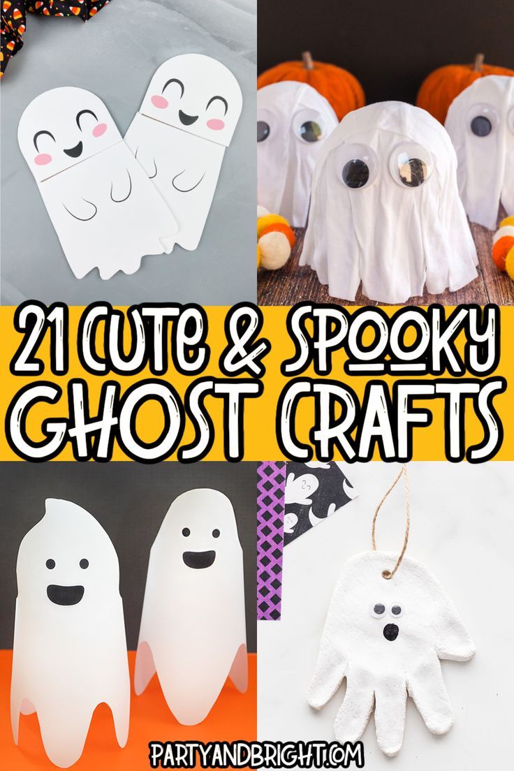 halloween crafts for kids and adults to make with their ghost hands, pumpkins and bats