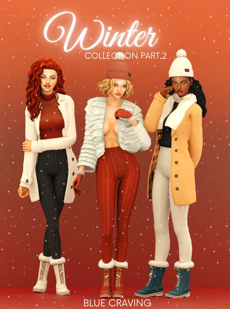 three women in winter clothes standing next to each other