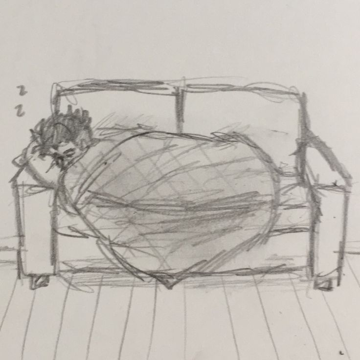 a drawing of a couch on a wooden floor