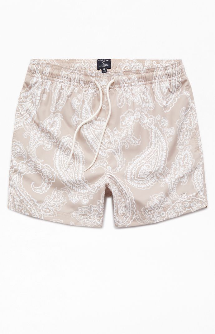 Introducing the Tan Tonal Paisley 4.5" Swim Trunks from PacSun, your eco-conscious choice for summer style. Crafted from recycled polyester and featuring a stylish paisley pattern throughout, these trunks offer both sustainability and sophistication. With an elastic stretch waistline, side pockets, and a newly improved full mesh lining, they provide comfort and functionality for all your beach adventures.


	Elastic stretch waistline
	Adjustable drawstrings
	Side pockets
	Single back pocket Police Department Office, Pants Details, Beach Adventure, Mens Swim Trunks, Man Swimming, Police Department, Paisley Pattern, Eco Conscious, Swim Trunks