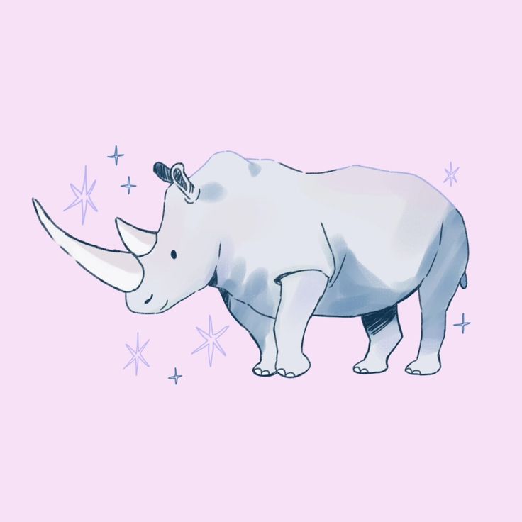 an illustration of a rhinoceros with stars on it's back and pink background