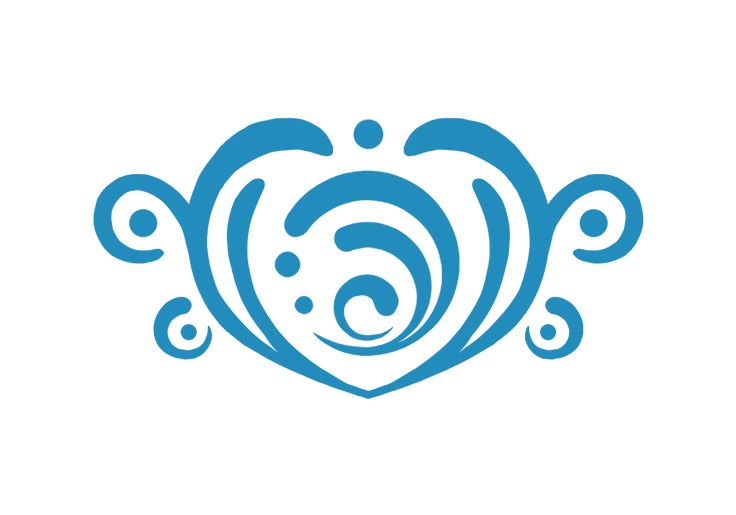 a blue heart with swirls in the middle