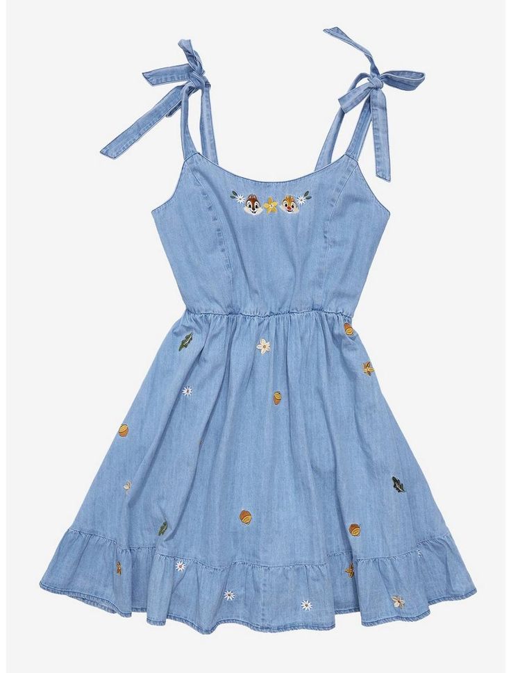 Her Universe Disney Chip 'N' Dale Chambray Tie Strap Dress Summer Disney Outfits, Culture Clothes, Bambi Dress, Disney Chip, Tie Strap Dress, Plus Size Disney, 2024 Inspiration, Disney Dress, Barbie Clothing