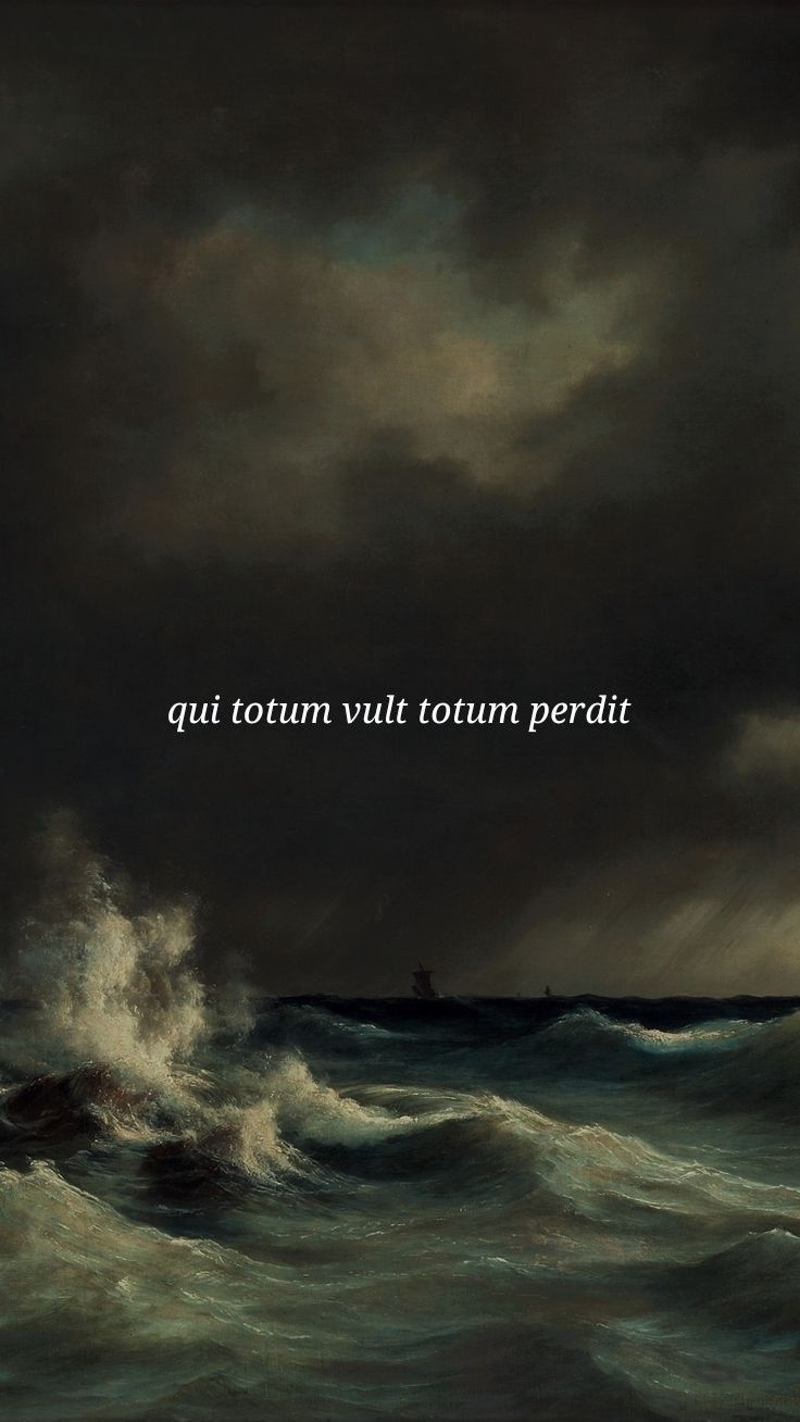 a painting with an ocean scene and the words, and i struggle the key but i'm not fine at all