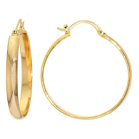 Features: In A Gift Box, Nickel FreeEarring Back: HingedMetal Color: Gold ToneEarring Length: 40mmEarring Width: 4mmMetal: 24k Gold Over BrassCare: Wipe CleanEarrings Style: Hoop EarringsCountry of Origin: Imported Gold-tone Small Hoop Earrings As Gift, Small Gold-tone Hoop Earrings As Gift, Nickel-free Gold Hoop Jewelry, Gold Hinged Jewelry As Gift, Hinged Gold Jewelry As A Gift, Classic Gold Hinged Earrings, Gold Hypoallergenic Hoop Earrings For Anniversary, Gold Nickel-free Hoop Earrings For Anniversary, Gold Small Hinged Hoop Earrings